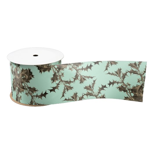 Ilex – Holly – Christdorn – Muster Verzierung Satijnen Lint (Spoel)