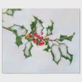 Ilex Red kerst Holly Berries op wintersneeuw — Cadeaupapier (Vlak)