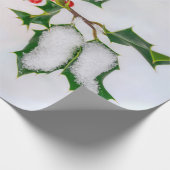 Ilex Red kerst Holly Berries op wintersneeuw — Cadeaupapier (Hoek)