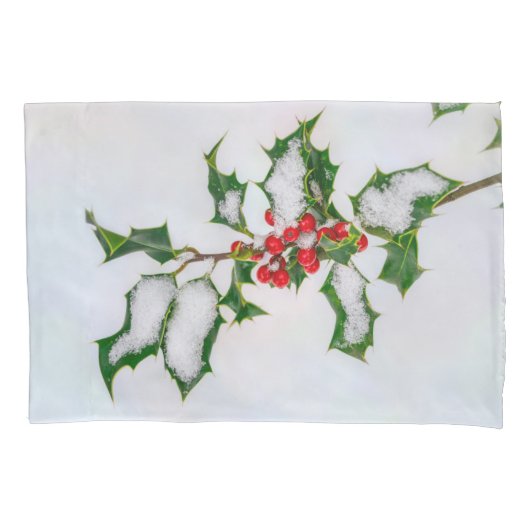 Ilex Red kerst Holly Berries op wintersneeuw — Kussensloop (Voorkant)