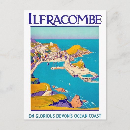 Ilfracombe, Devon Coast, Aareal uitzicht, vintage Briefkaart (Voorkant)