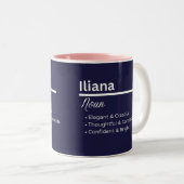Iliana Personalized Name Coffee Mug Tweekleurige Koffiemok (Voorkant rechts)
