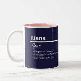 Iliana Personalized Name Coffee Mug Tweekleurige Koffiemok