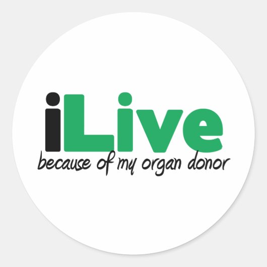 iLive-transplantatie Ronde Sticker (Voorkant)