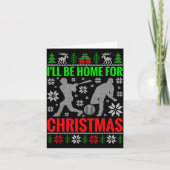 I'll Be Home For Christmas Baseball Funny Xmas Kaart (Voorkant)