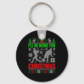I'll Be Home For Christmas Baseball Funny Xmas  Sleutelhanger (Voorkant)