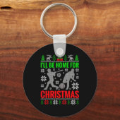 I'll Be Home For Christmas Baseball Funny Xmas  Sleutelhanger (Voorkant)