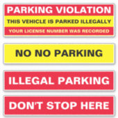 Illegaal Geen Parkeren Overtreding Waarschuwingen Sticker (Voorkant)
