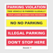Illegaal Geen Parkeren Overtreding Waarschuwingen Sticker (Vel)