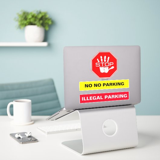 Illegale parkeerhandhaving - Stop niet geparkeerd Sticker (Laptop op bureau)