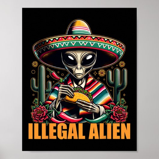 Illegale Vreemdeling Grappige Cinco De Mayo Wester Poster (Voorkant)