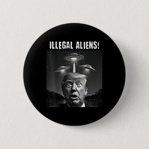 Illegale vreemdelingen. Trump Selfie, Alien en UFO Ronde Button 5,7 Cm