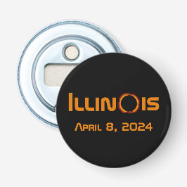 Illinois 2024 totale zonsverduistering button flesopener
