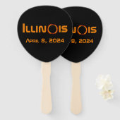 Illinois 2024 totale zonsverduistering handwaaier (Voorkant en achterkant)