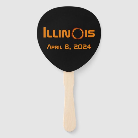 Illinois 2024 totale zonsverduistering handwaaier (Voorkant)