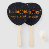 Illinois 2024 totale zonsverduistering handwaaier (Voorkant en achterkant)
