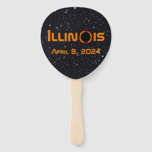 Illinois 2024 totale zonsverduistering handwaaier (Voorkant)