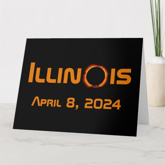 Illinois 2024 totale zonsverduistering kaart (Voorkant)