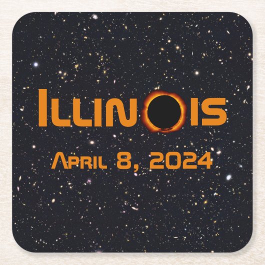Illinois 2024 totale zonsverduistering kartonnen onderzetters (Voorkant)