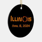 Illinois 2024 totale zonsverduistering keramisch ornament (Rechts)