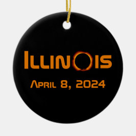 Illinois 2024 totale zonsverduistering keramisch ornament