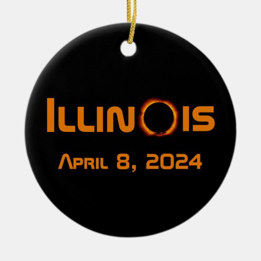 Illinois 2024 totale zonsverduistering keramisch ornament (Voorkant)