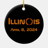 Illinois 2024 totale zonsverduistering keramisch ornament (Achterkant)
