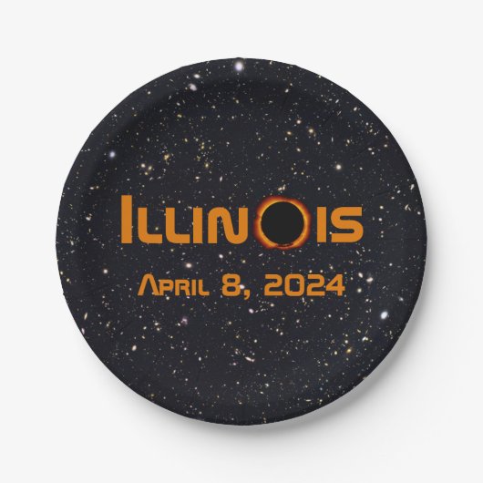 Illinois 2024 totale zonsverduistering papieren bordje (Voorkant)