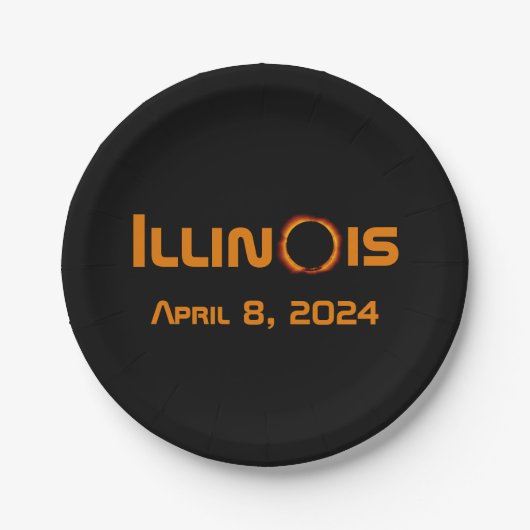 Illinois 2024 totale zonsverduistering papieren bordje (Voorkant)