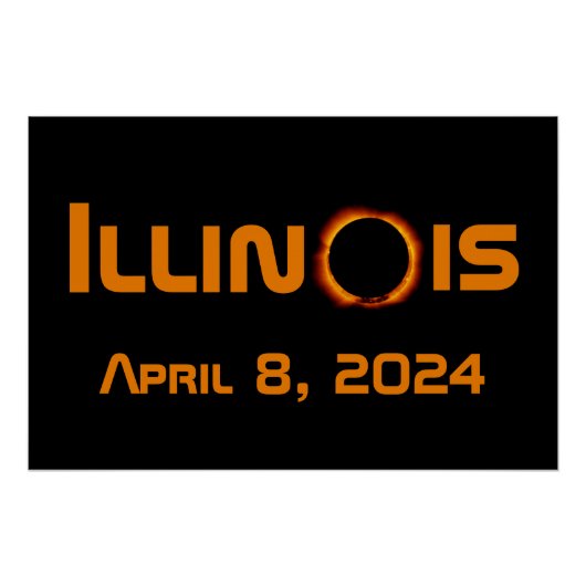 Illinois 2024 totale zonsverduistering perfect poster (Voorkant)