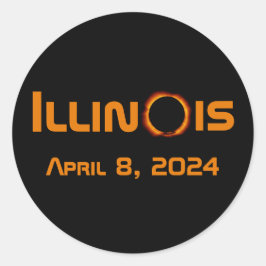 Illinois 2024 totale zonsverduistering ronde sticker