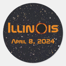 Illinois 2024 totale zonsverduistering ronde sticker