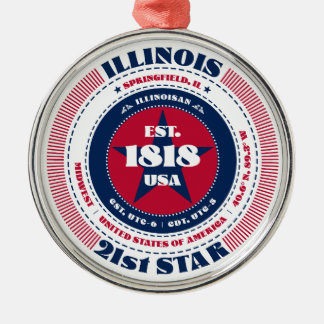 Illinois 21e staat kerstversiering metalen ornament