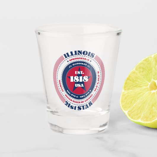 Illinois 21st Star Patriotic Shot glas (Voorkant)