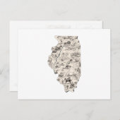 Illinois  Afbeelding Map Antiek State Chart Briefkaart (Voorkant / Achterkant)