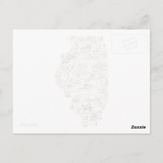 Illinois  Afbeelding Map Antiek State Chart Briefkaart (Achterkant)