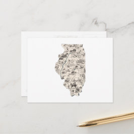 Illinois Afbeelding Map Antiek State Chart Briefkaart