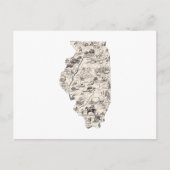 Illinois  Afbeelding Map Antiek State Chart Briefkaart (Voorkant)