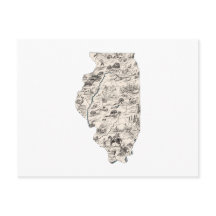 Illinois  Afbeelding Map Antiek State Chart