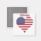 Illinois American Flag Heart Magneet (Voorkant / Achterkant)