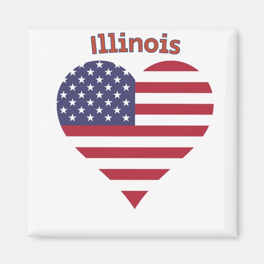 Illinois American Flag Heart Magneet (Voorkant)
