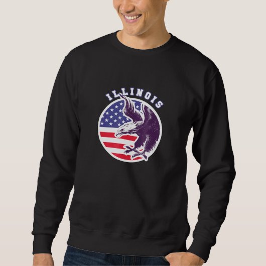 Illinois American Patriot Veteran Eagle Pride Stat Trui (Voorkant)