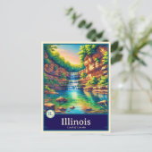 Illinois | Anime Stijl Cel Gearceerde Postkaart (Staand voorkant)