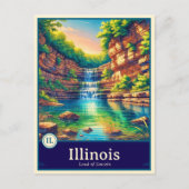 Illinois | Anime Stijl Cel Gearceerde Postkaart (Voorkant)