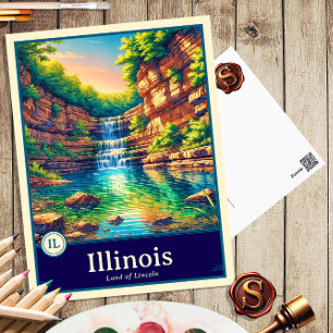 Illinois Anime Stijl Cel Gearceerde Postkaart