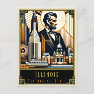 Illinois   Art. Deco Briefkaart