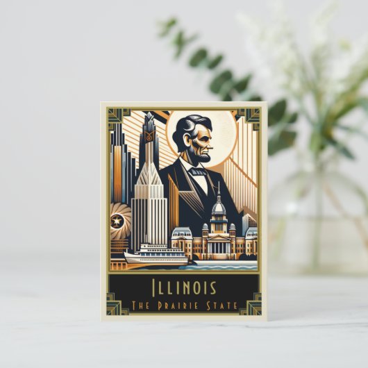 Illinois | Art. Deco Briefkaart (Staand voorkant)