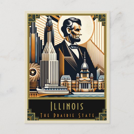Illinois | Art. Deco Briefkaart (Voorkant)