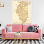 Illinois Atlas Map Canvas Afdruk (Insitu (Woonkamer))