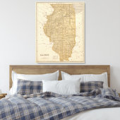 Illinois Atlas Map Canvas Afdruk (Insitu (Slaapkamer))